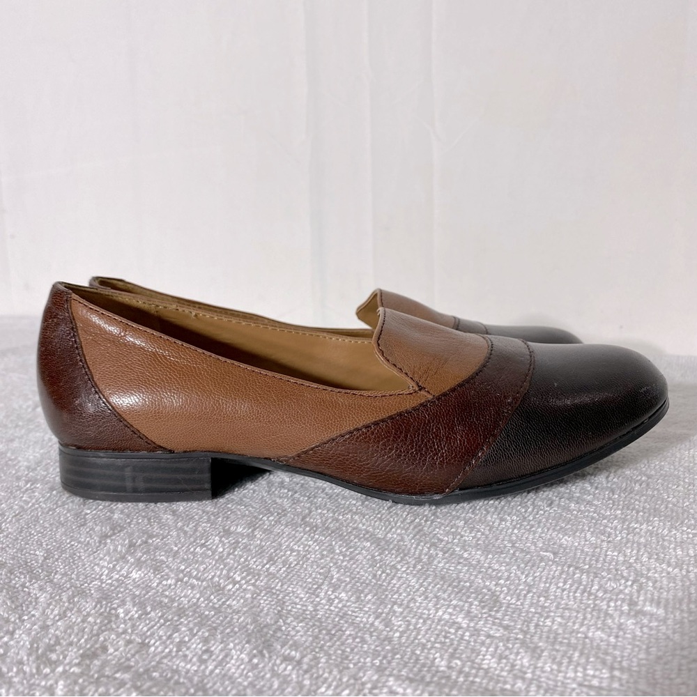 Naturalizer Tan Brown Leather Slip On Round Toe Flats Loafers 8W